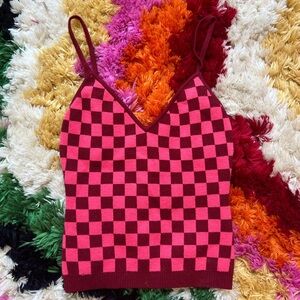 SUPERDOWN checkered tank top